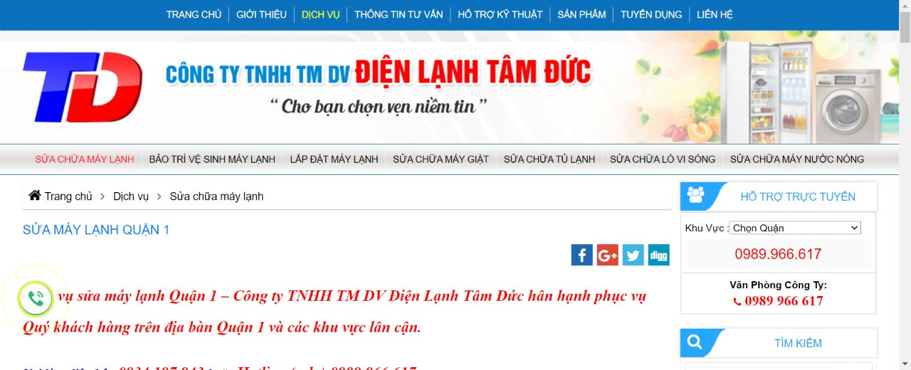 sửa máy lạnh quận 1