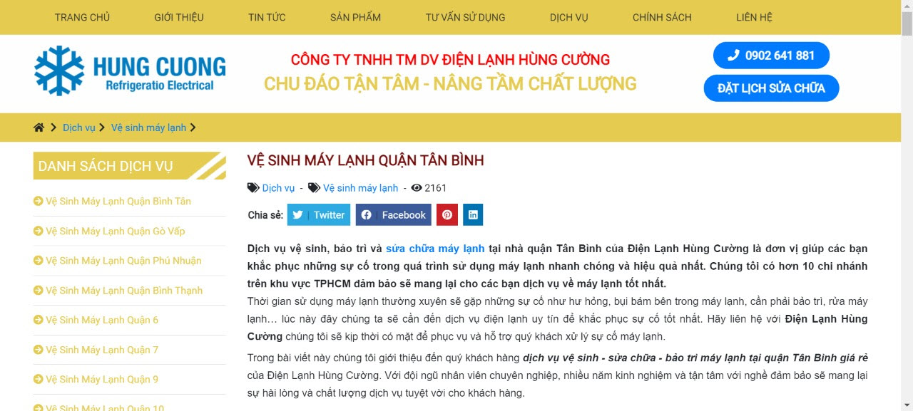 sửa máy lạnh quận tân bình