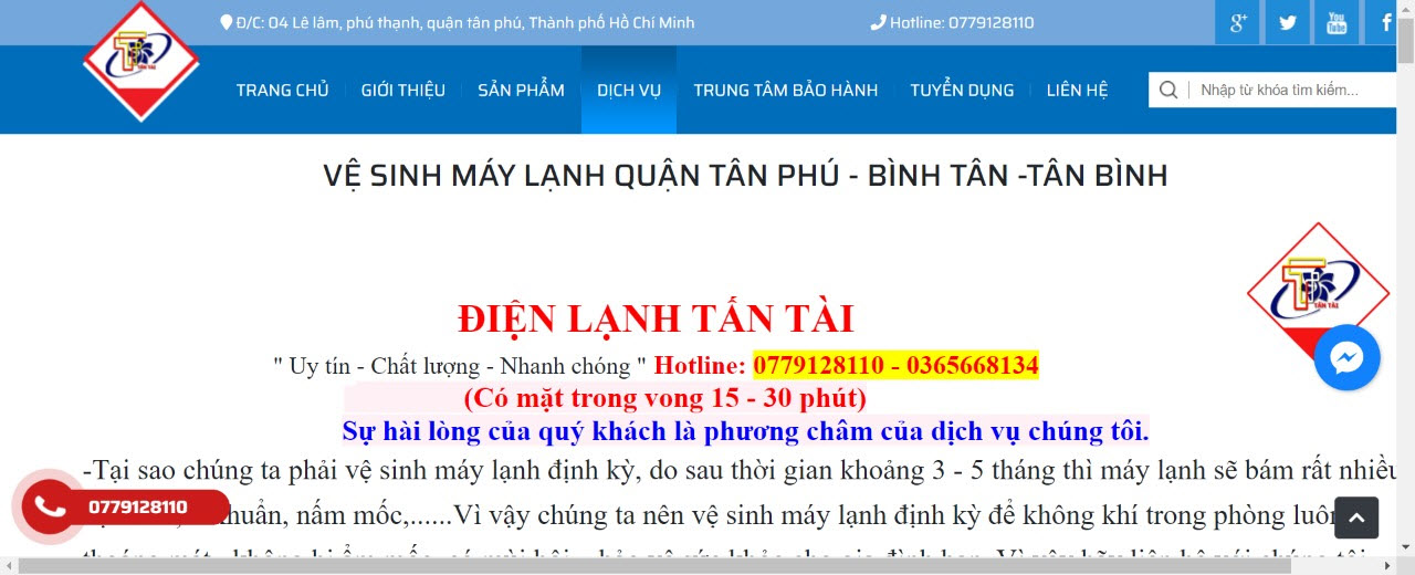 sửa máy lạnh quận tân bình