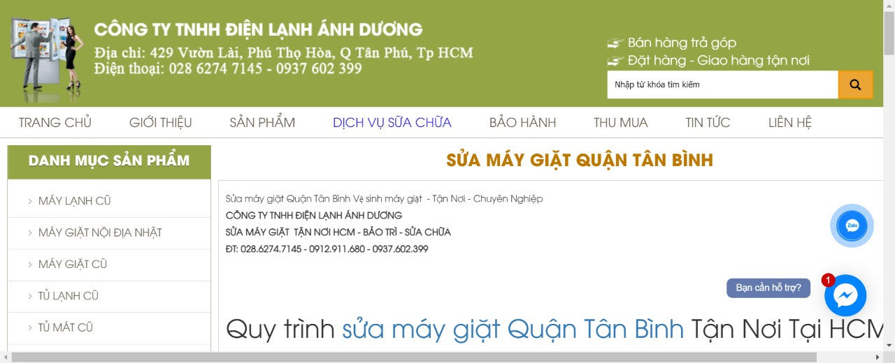 sửa máy lạnh quận tân bình