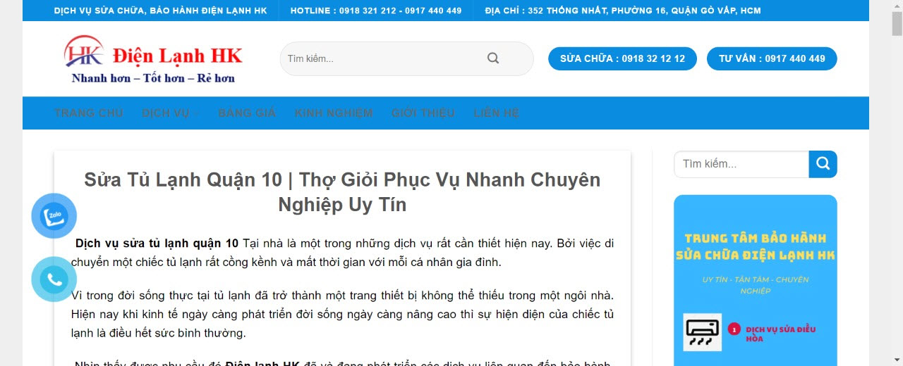 sửa tủ lạnh quận 10