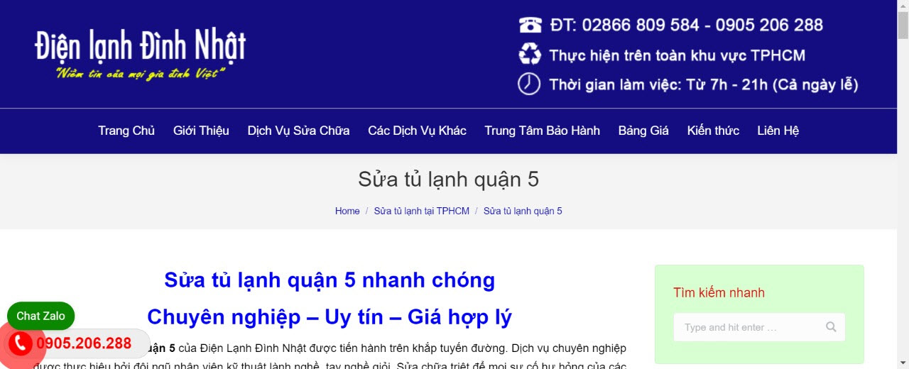 sửa tủ lạnh quận 5