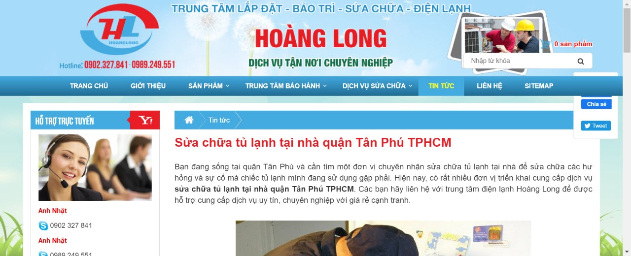 sửa tủ lạnh quận tân phú