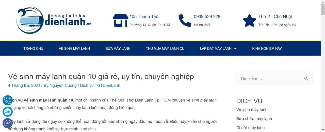 vệ sinh máy lạnh quận 10