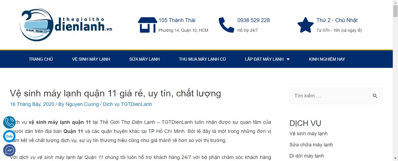 vệ sinh máy lạnh quận 11