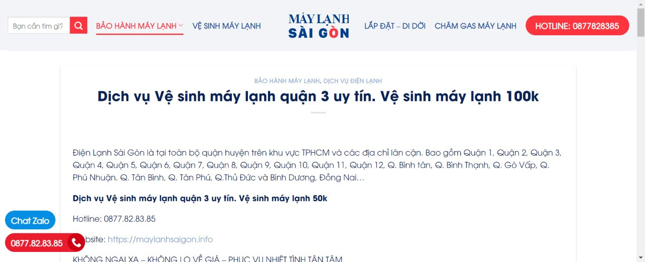 vệ sinh máy lạnh quận 3