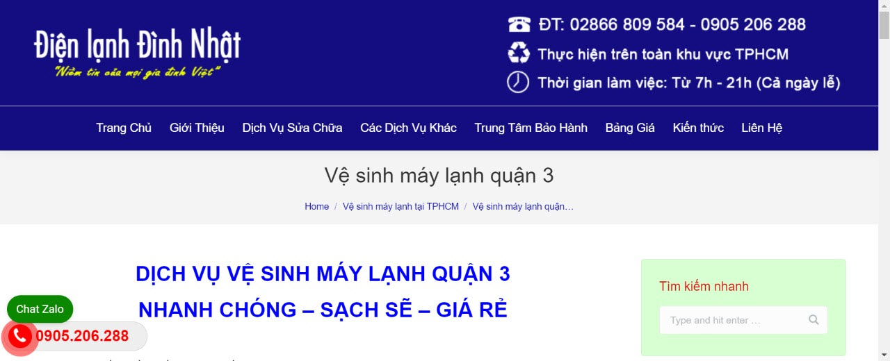 vệ sinh máy lạnh quận 3