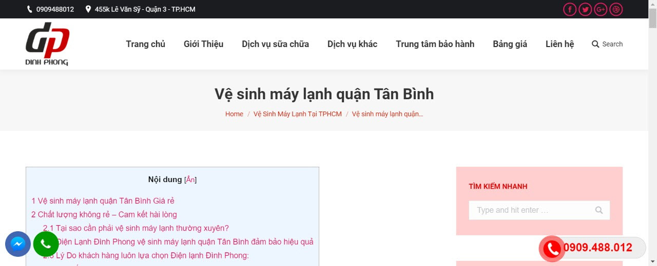 vệ sinh máy lạnh quận tân bình