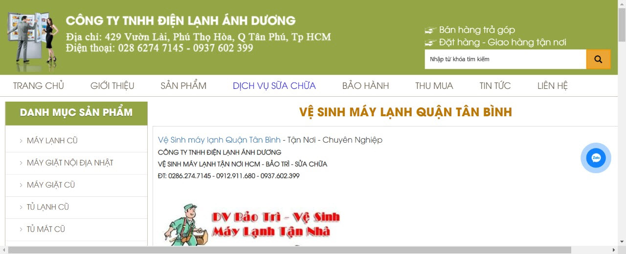 vệ sinh máy lạnh quận tân bình