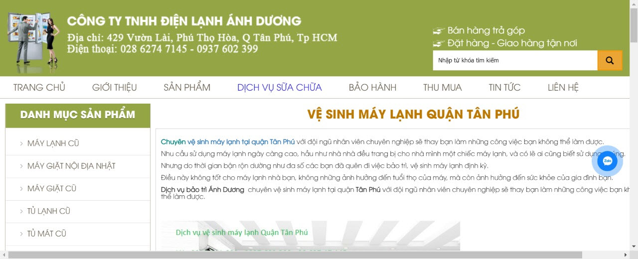 vệ sinh máy lạnh quận tân phú